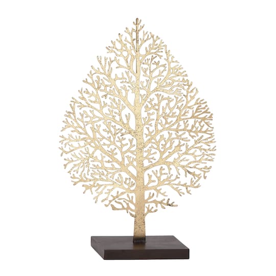 16" Gold Metal Traditional Nature Sculpture